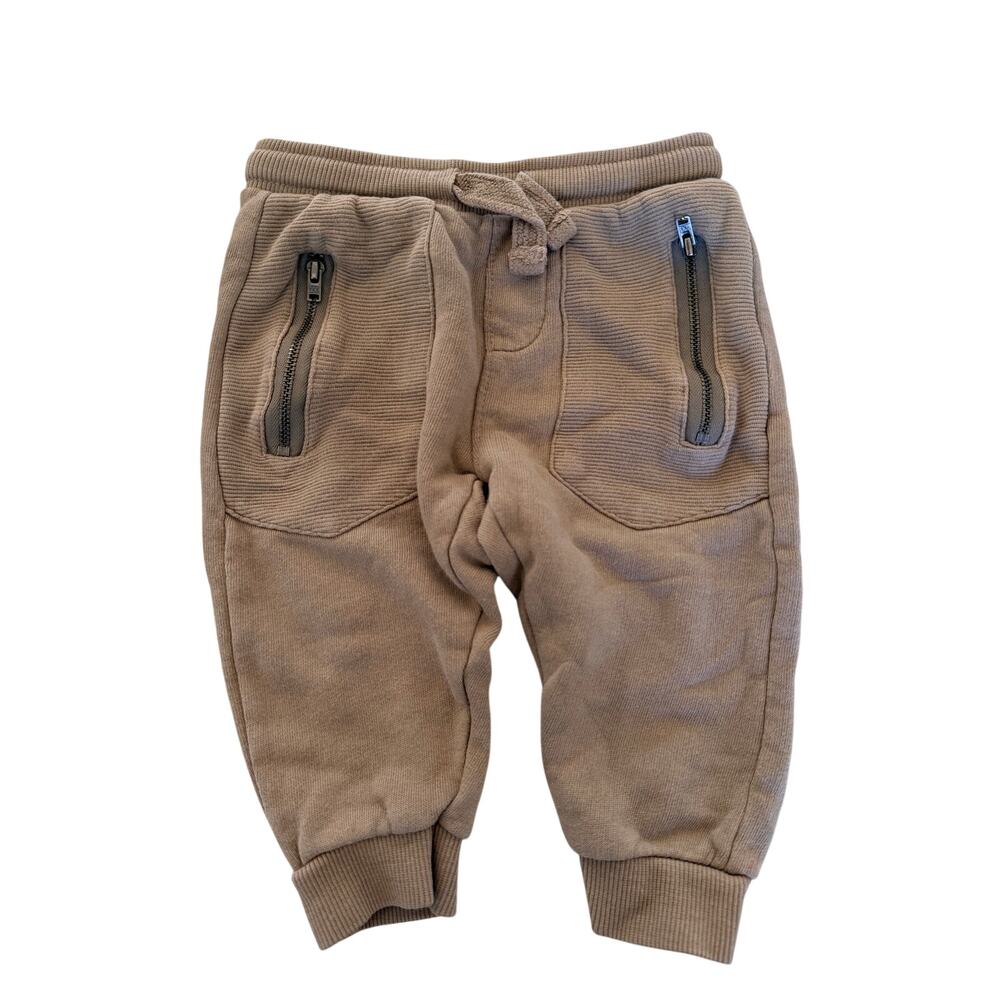 ZARA Baby Jogger Pants - Taupe Beige, 9-12 Months